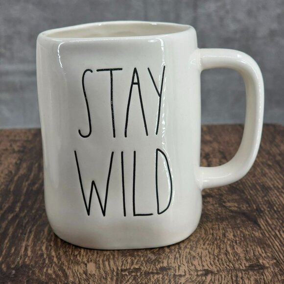 Rae Dunn STAY WILD LL Large Letter Mug Coffee Tea Cocoa Farmhouse Cream Black - Picture 1 of 7
